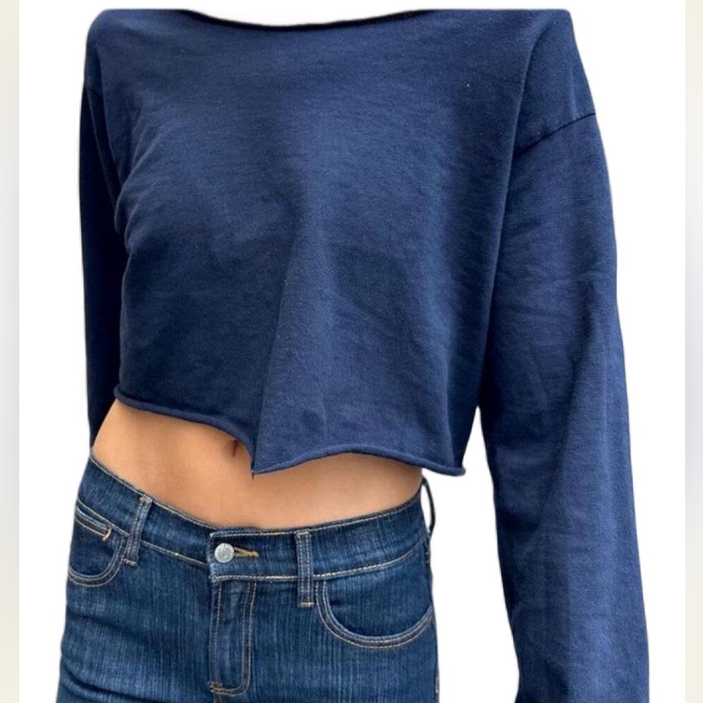 Brandy Melville Navy Blue Cropped Top